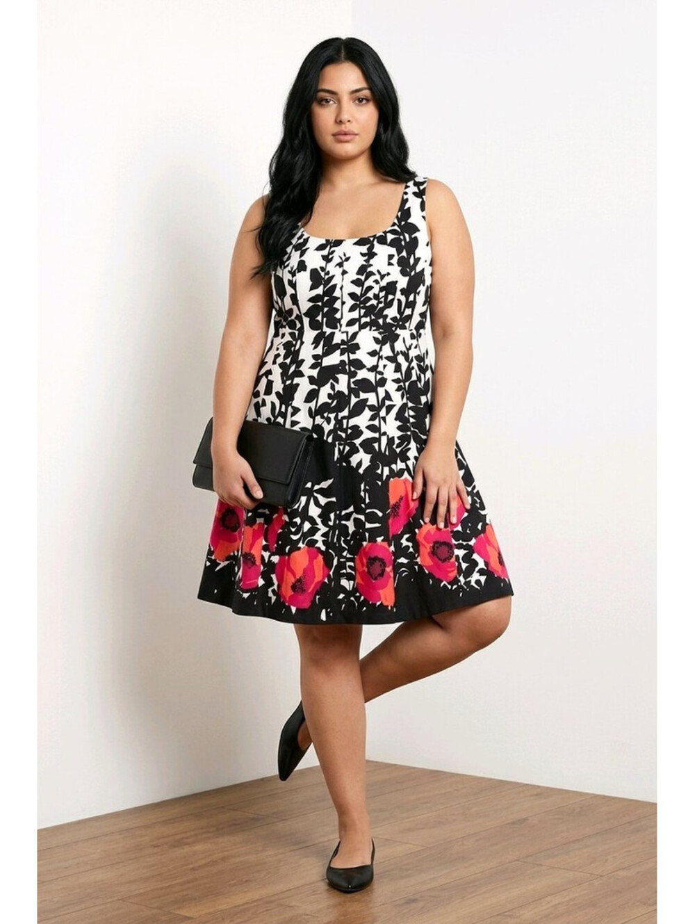 Nine West Floral Print Fit and Flare Dress sz 16W